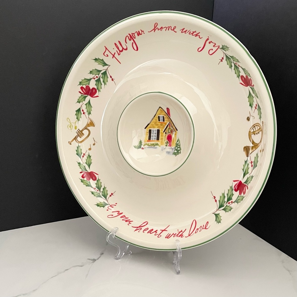 12" Christmas Chip & Dip Platter "Fill Your Home with Joy" by Lenox
